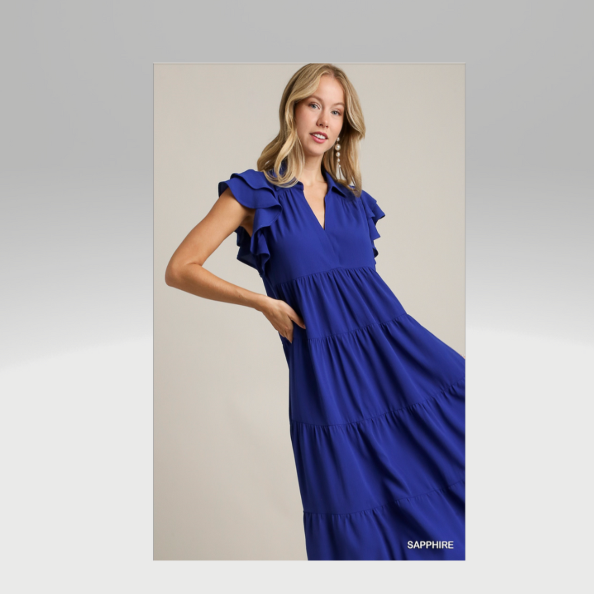 Tiered Midi Dress with Ruffle – Roses on the Vine