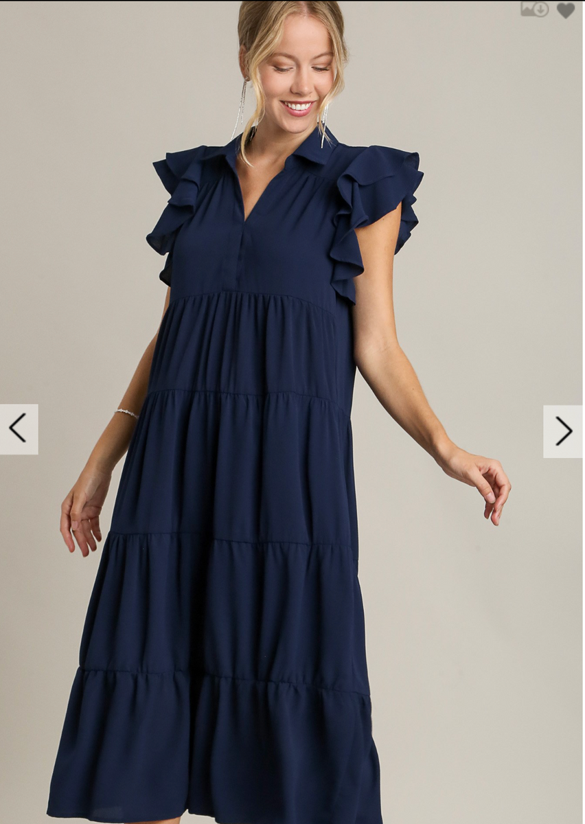 Tiered Midi Dress with Ruffle – Roses on the Vine