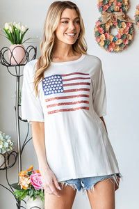 ET7627-10  FLAG PATCH TOP: 2-2-2 (S-M-L) / IVORY