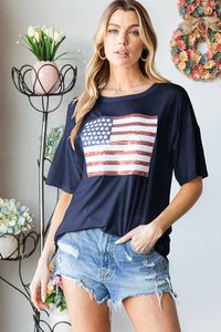 ET7627-10  FLAG PATCH TOP: 2-2-2 (S-M-L) / NAVY