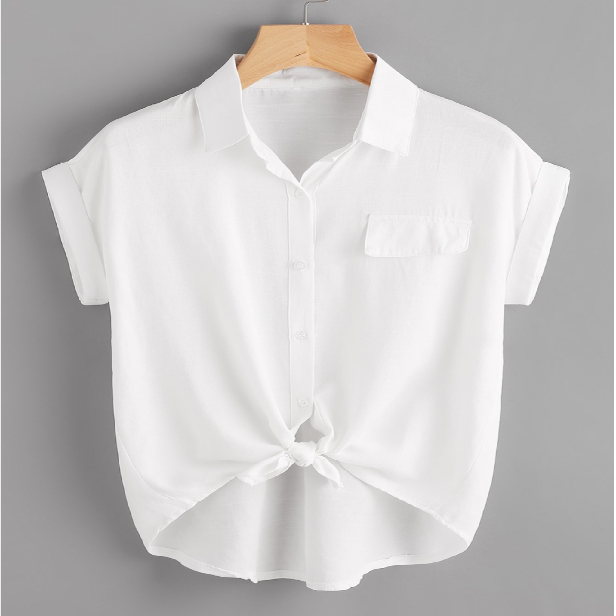 Knotted Self-Tie Button-Front Shirt
