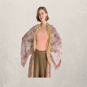 Sheer Mixed Print Kimono