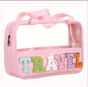 Chenille Letters Makeup Travel Bags