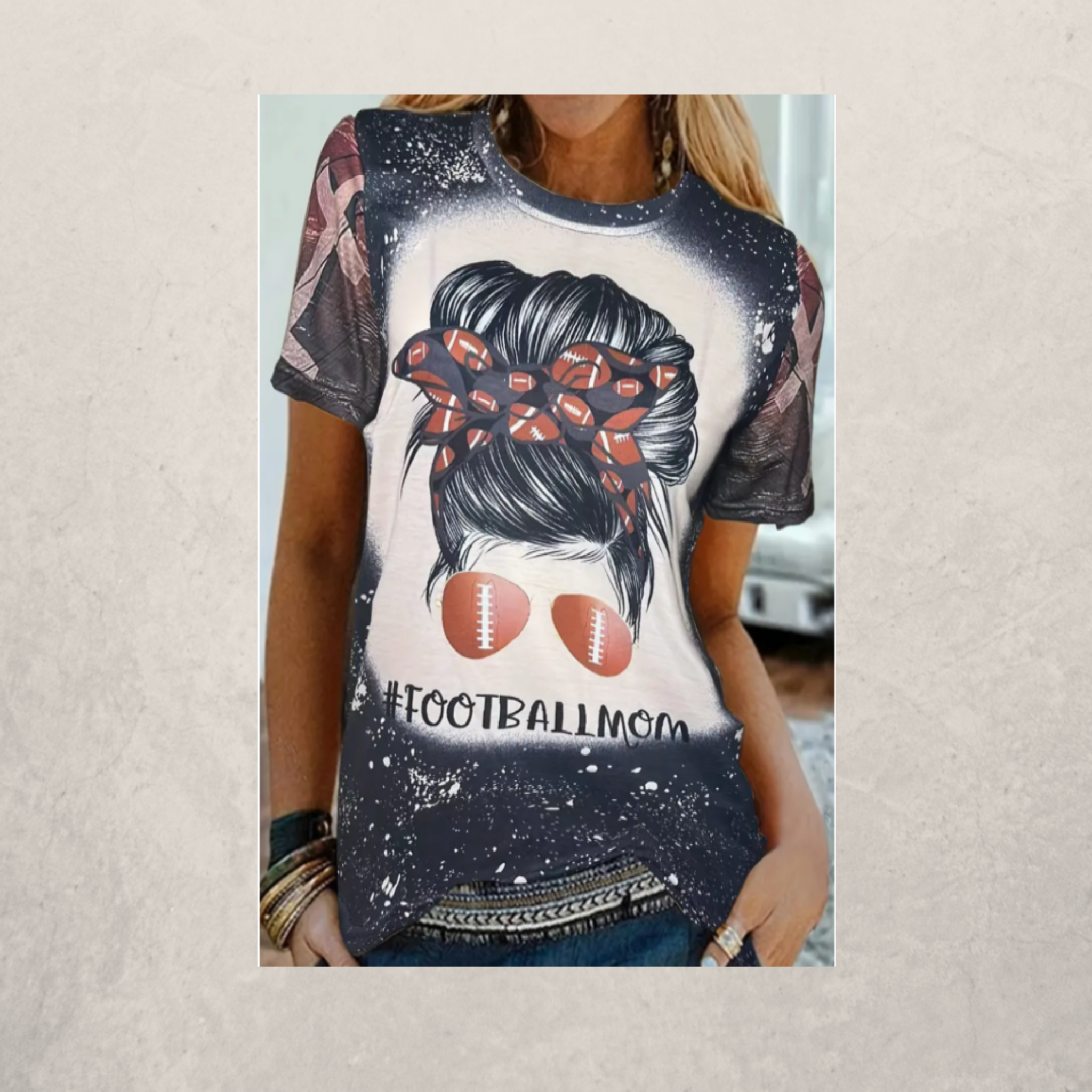 Football Mom Graphic Print T-shirt