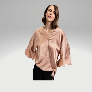 Side Tie Wrap Top with Ruffle Sleeve