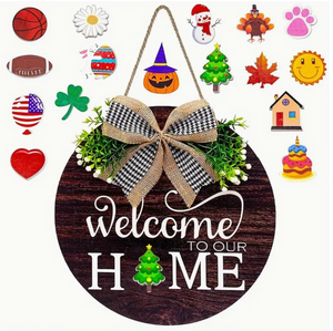 Interchangeable Seasons Welcome Sign Wreaths