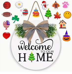 Interchangeable Seasons Welcome Sign Wreaths