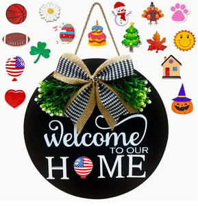 Interchangeable Seasons Welcome Sign Wreaths