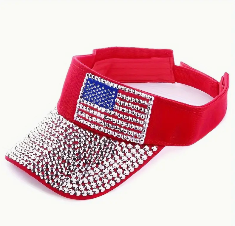 American Flag Rhinestone Visors