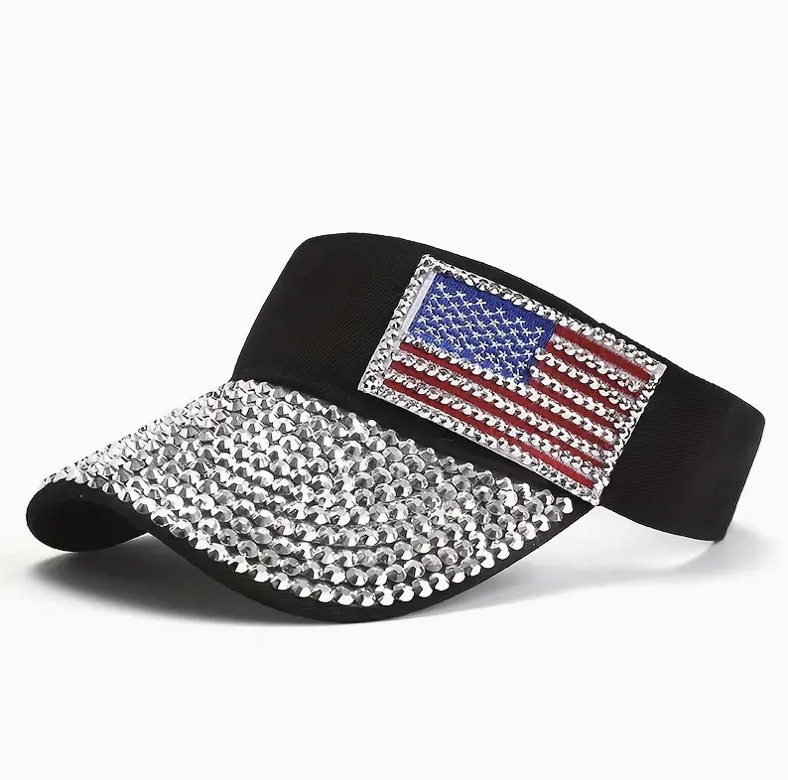 American Flag Rhinestone Visors