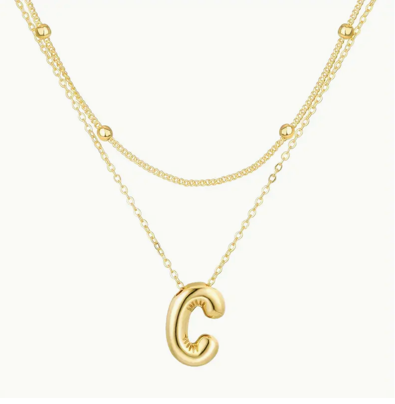 Bubble Initial Letter Necklace