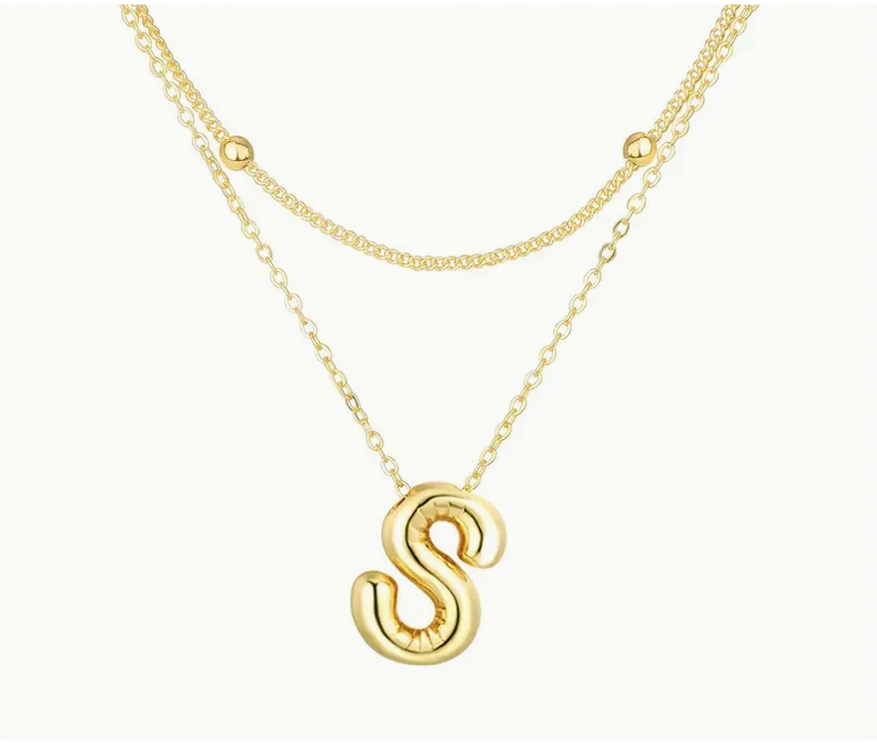 Bubble Initial Letter Necklace