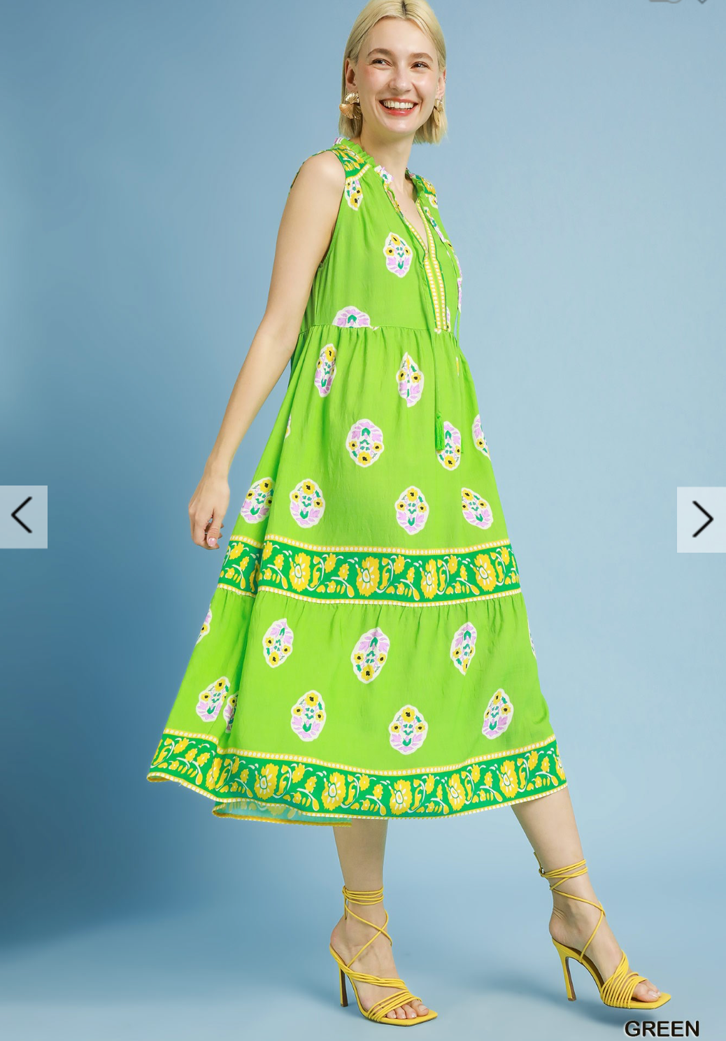 Boho Embroidered Sleeveless Green Maxi Dress – Roses on the Vine