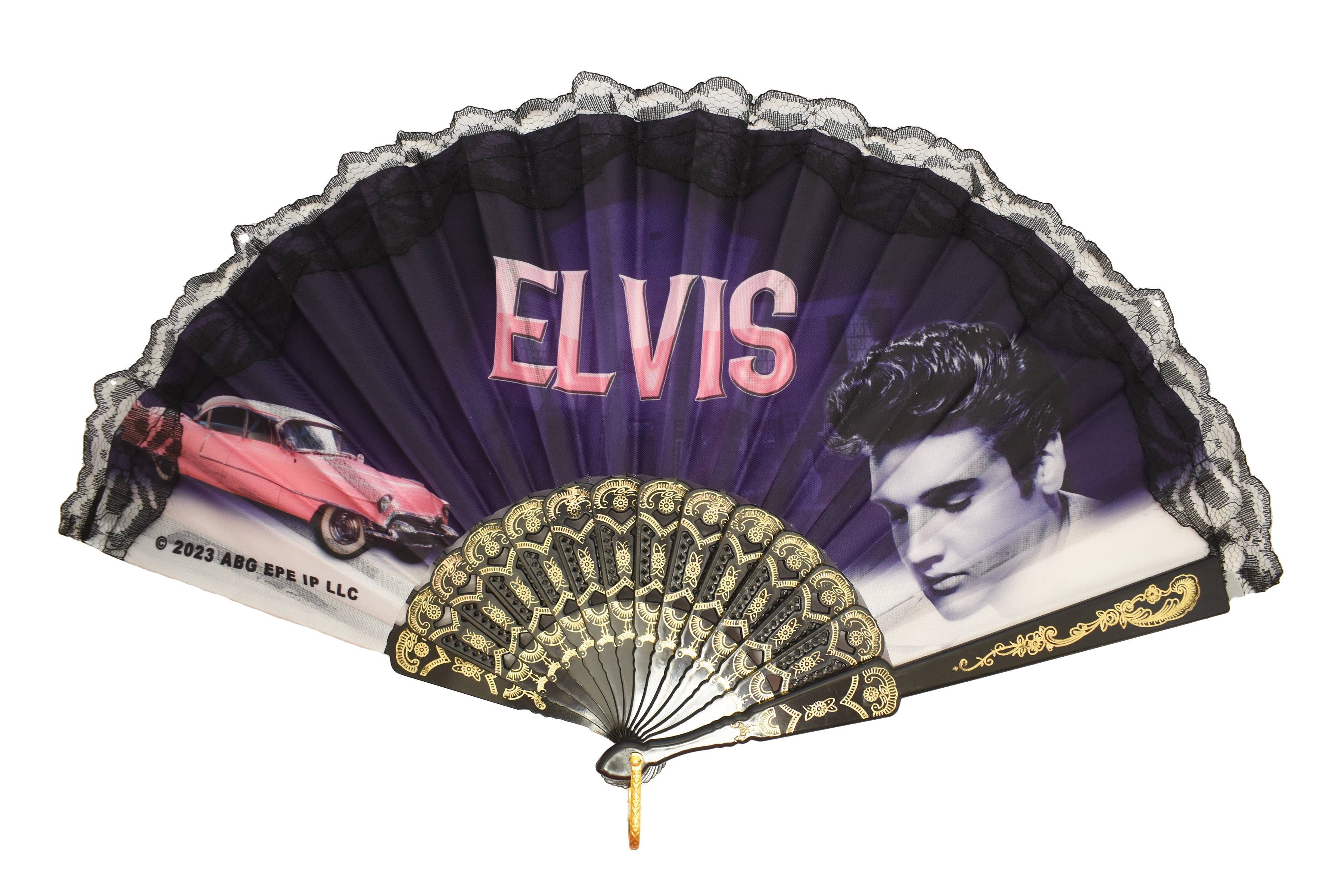 Elvis Hand Fan Pink Caddy