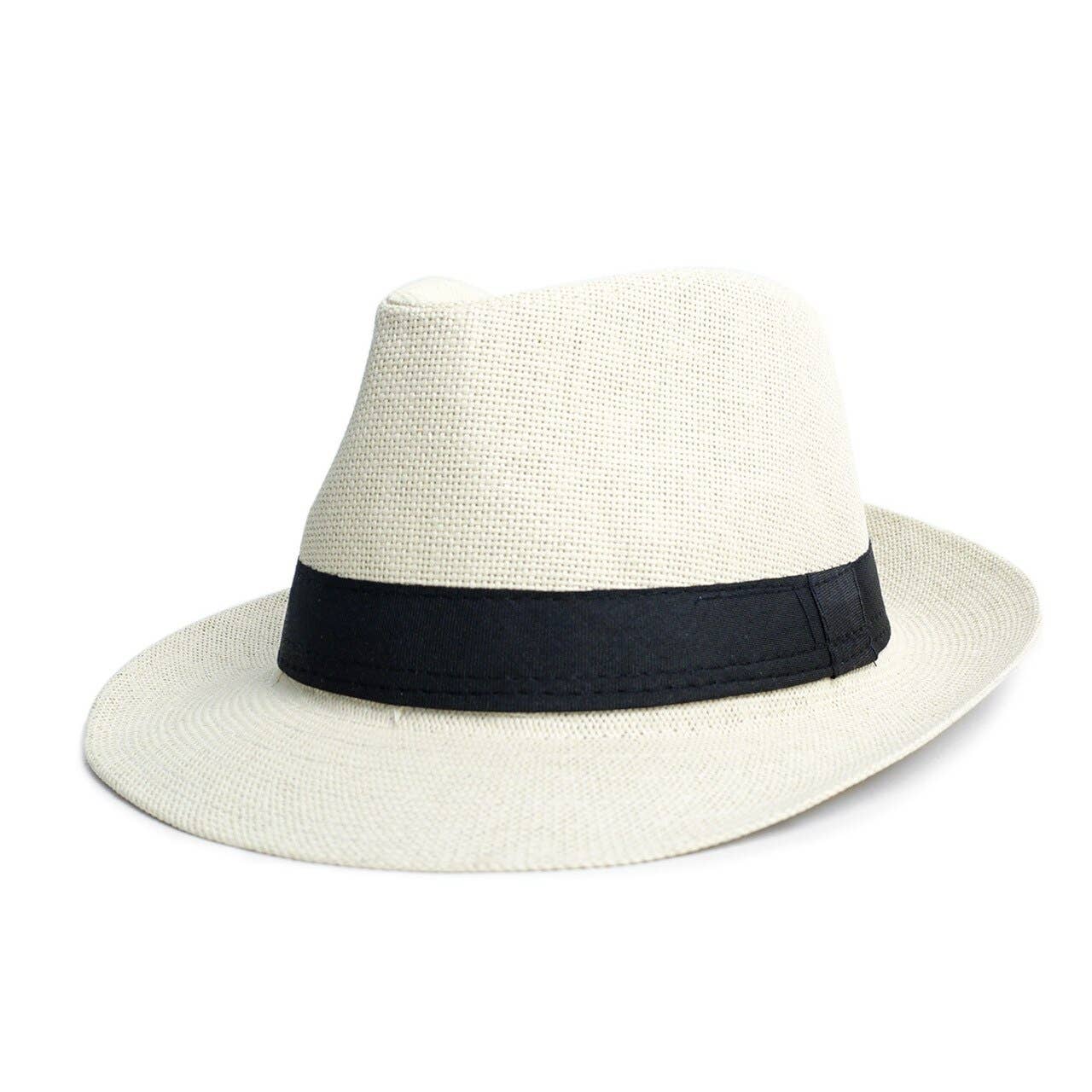 Spring/Summer Wide Brim Fedora Hat: S/M / Black