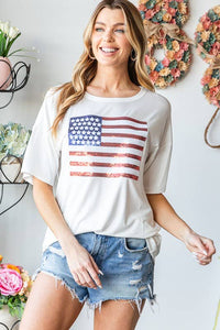 ET7627-10  FLAG PATCH TOP: 2-2-2 (S-M-L) / IVORY