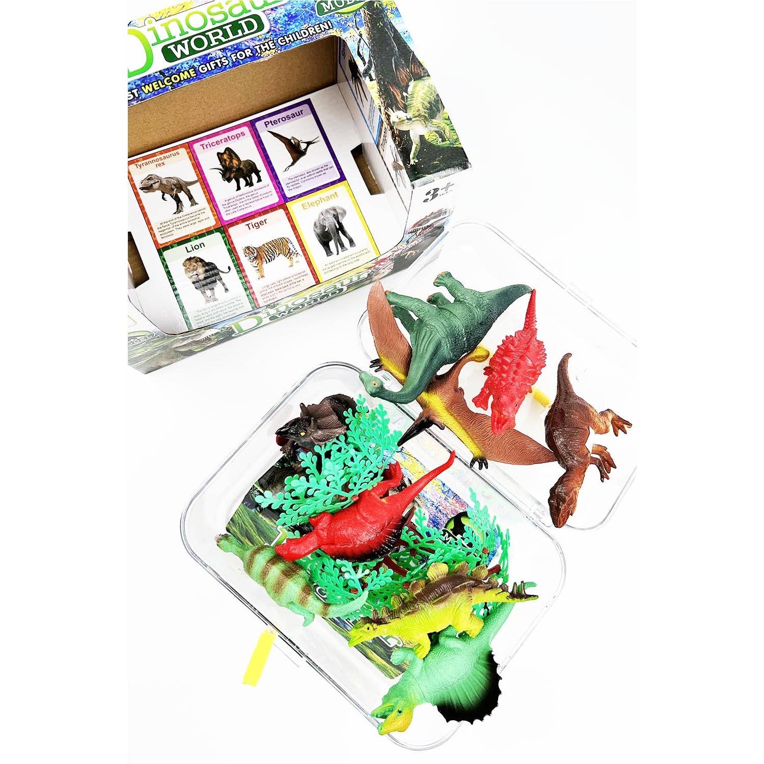 12 PCS REALISTIC DINOSAURS FIGURE TOY WITH STORAGE BOX: ASSORTED / ONE
