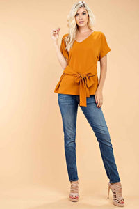 TIE AT WAIST WOVEN TOP by 143 Story