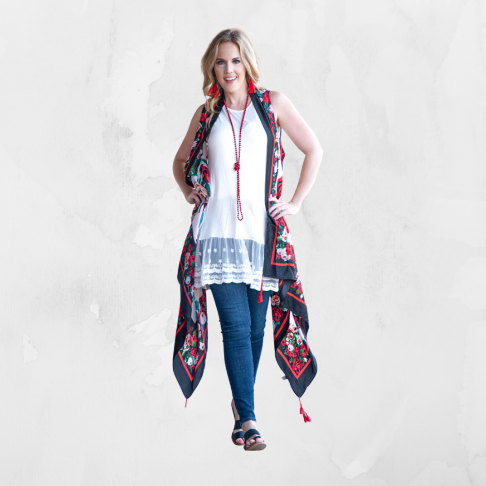 Rose Tunic with Red Tassels
