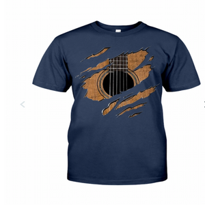 Navy Blue T Shirt with Guitar