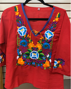 Embroidered 3/4 Sleeve Shirt