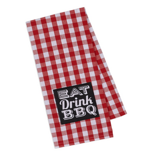 Eat, Drink, BBQ Embellished Dishtowel