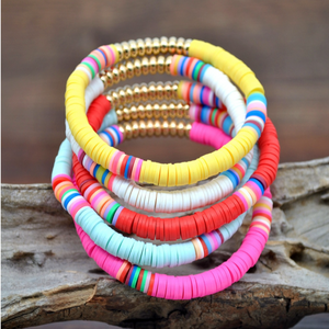 Boho Polymer Clay Beads Heishi Bracelets