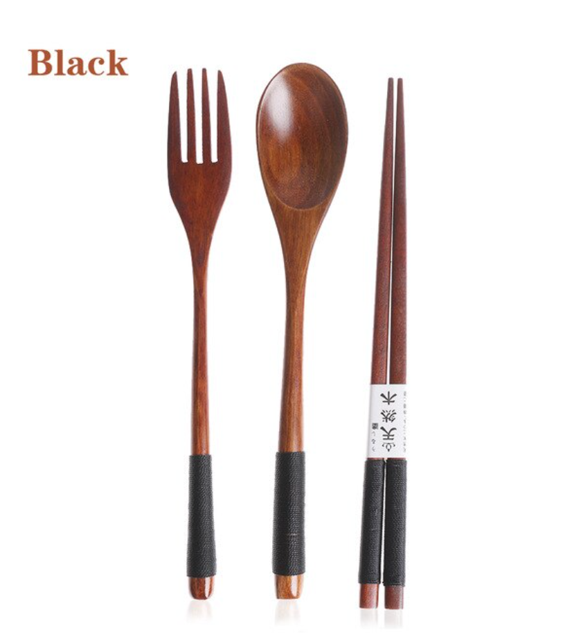 Portable Wooden Spoon Fork Chopsticks