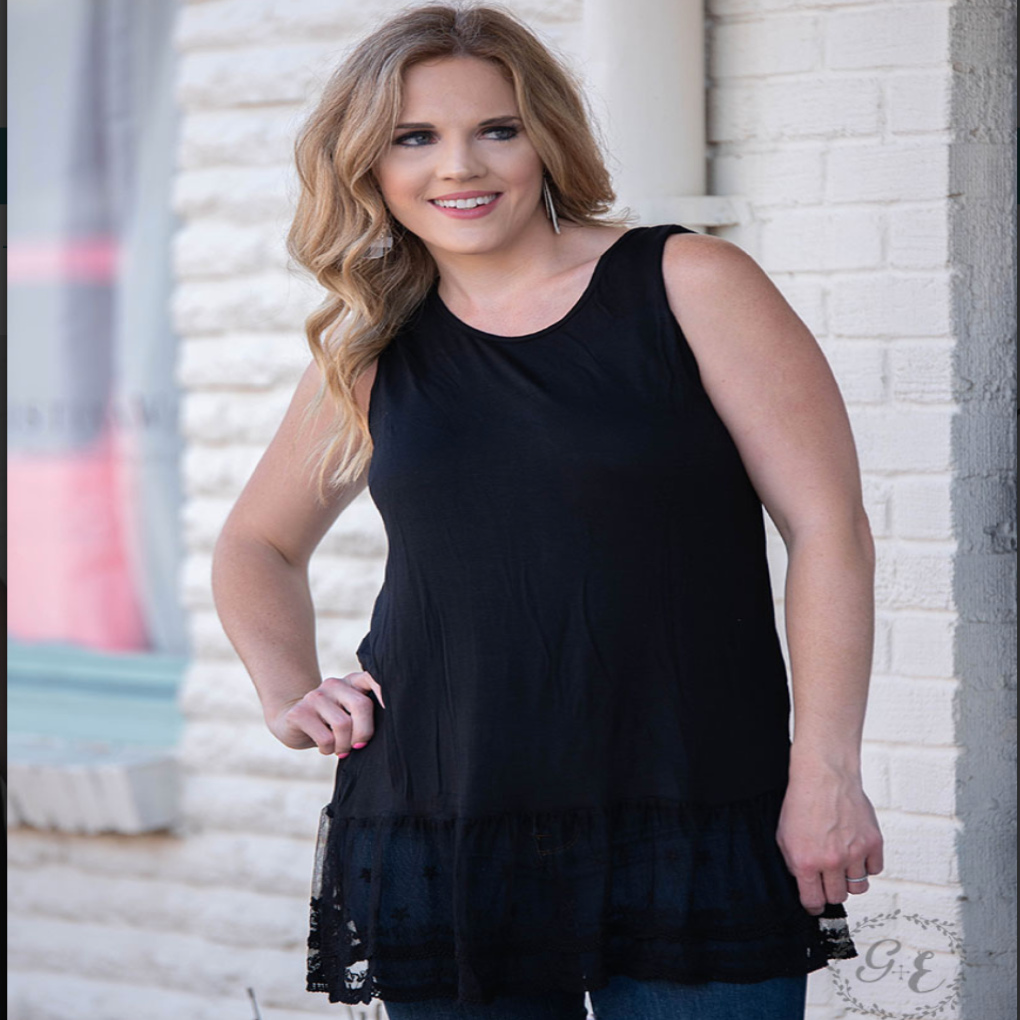 Solid Tank Cami with Detailed Lace Trim