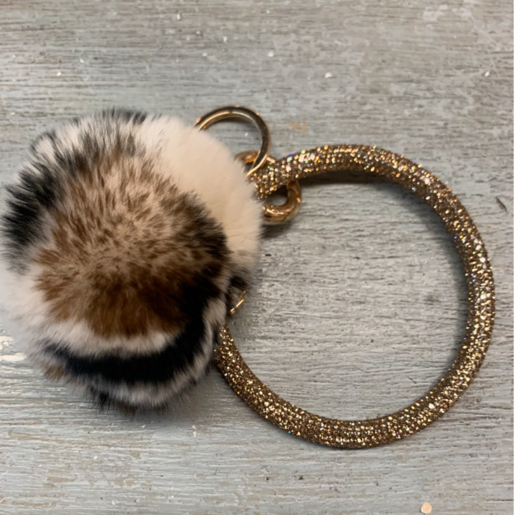 Sparkle Bracelet Keyring w/ Pom