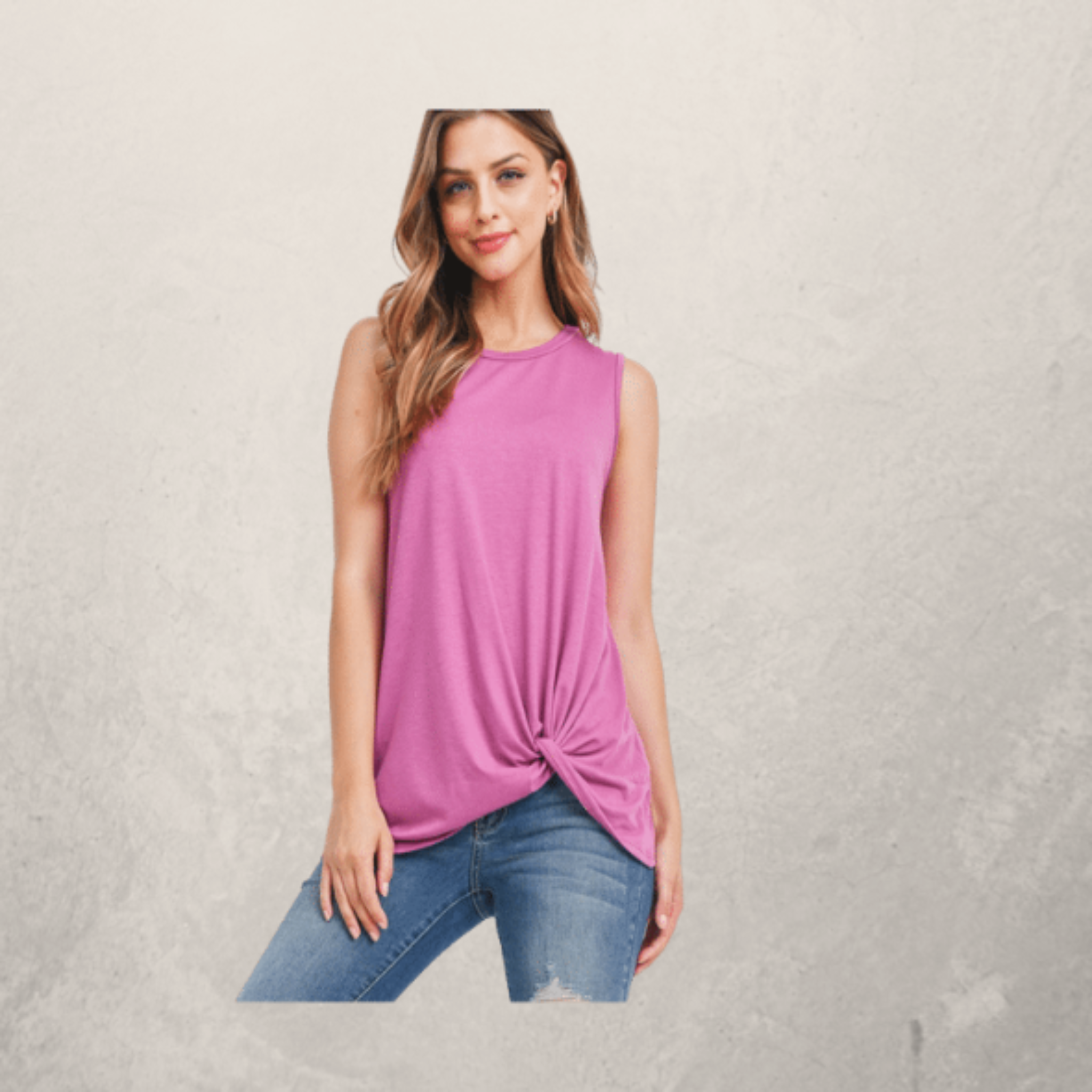 Sleeveless Top w/ Twist Front