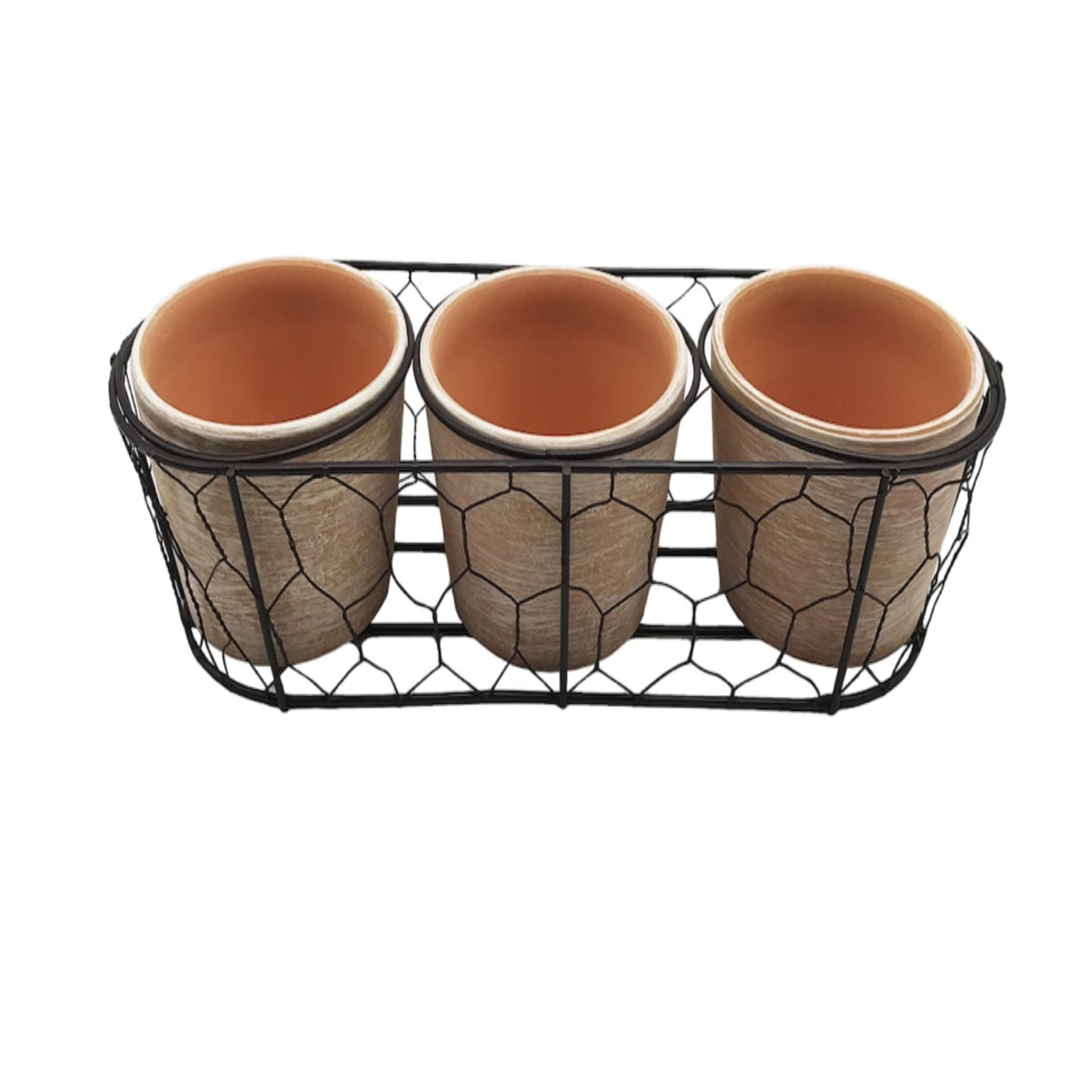 Clay Pots & Wire Basket