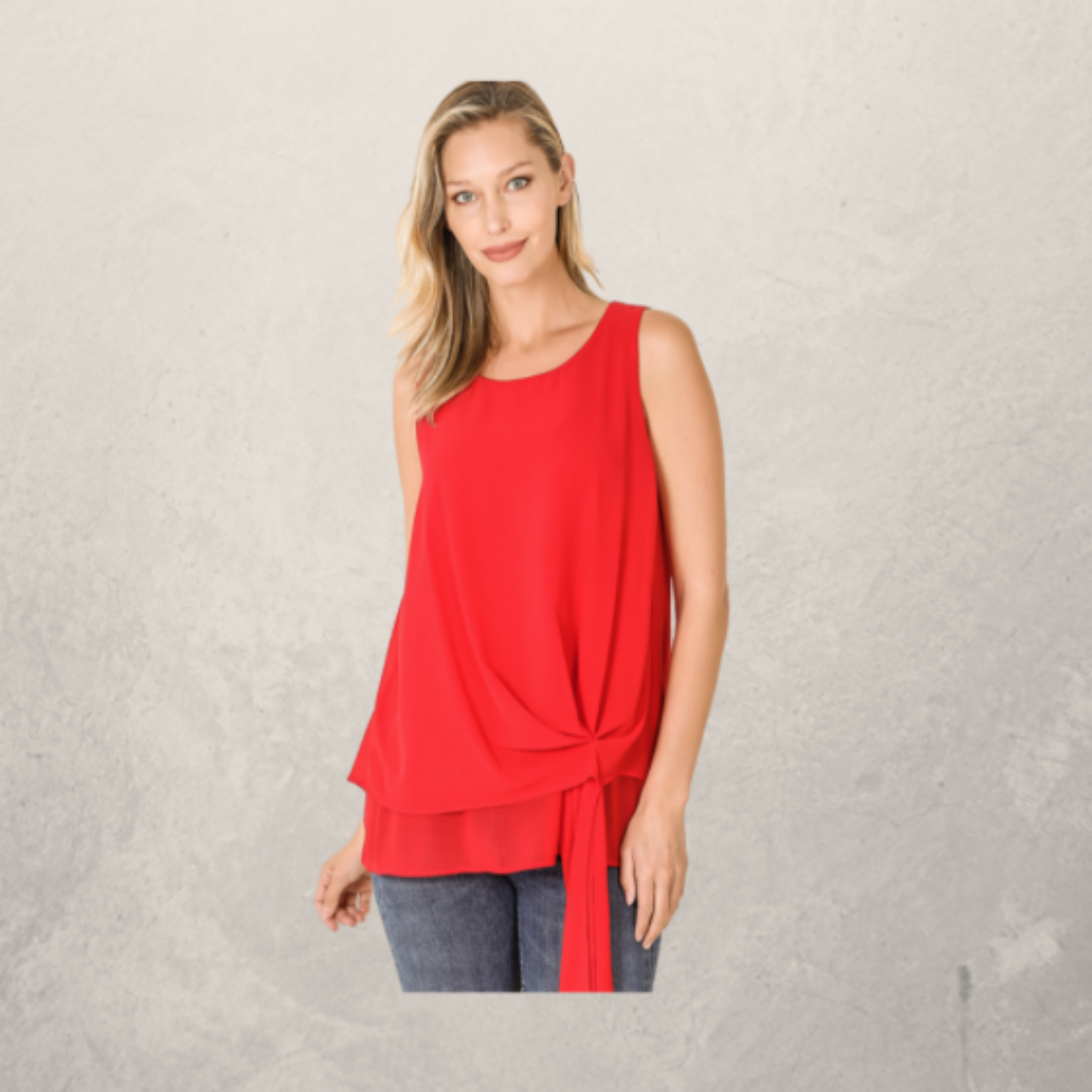 Woven Chiffon Sleeveless Side Tie Top