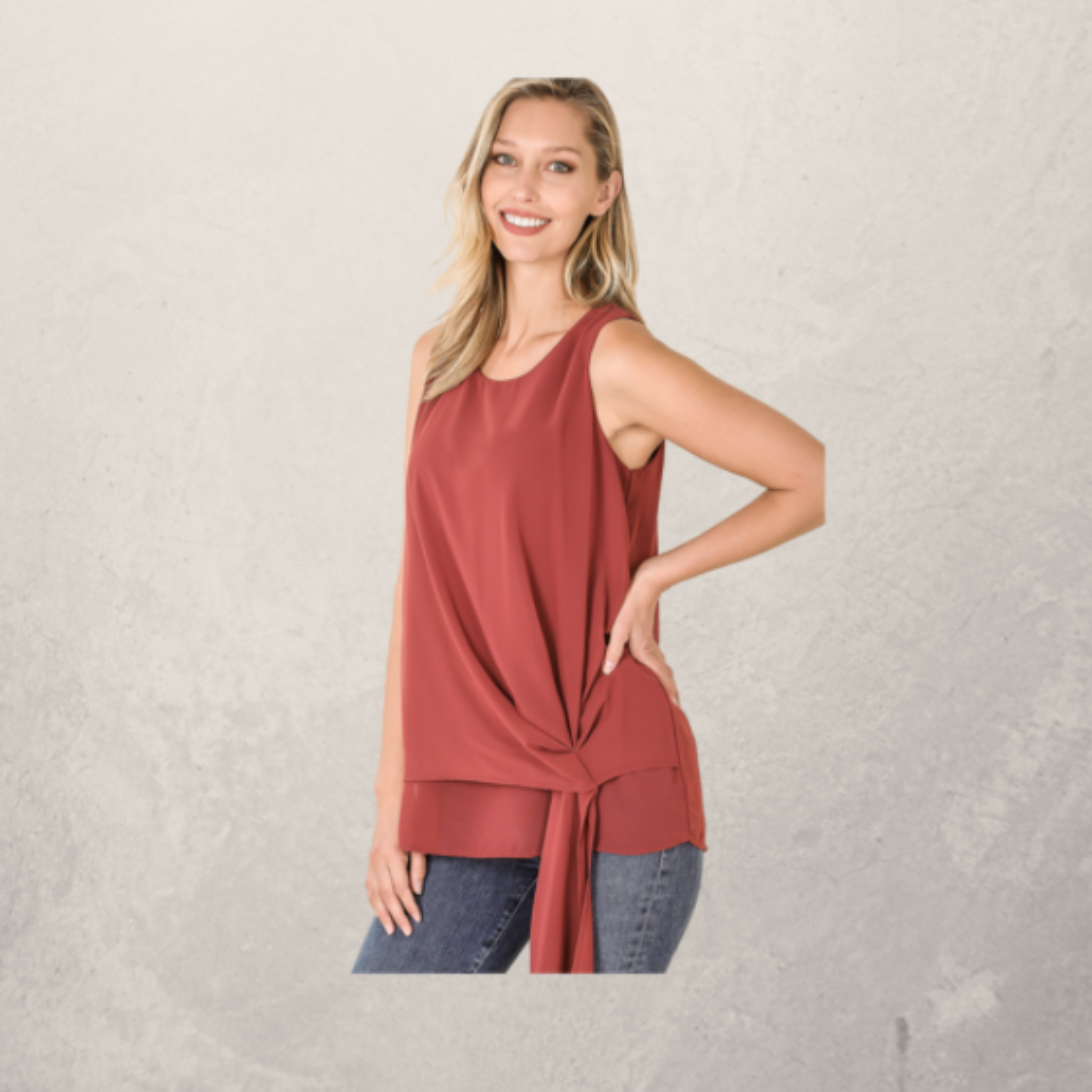 Woven Chiffon Sleeveless Side Tie Top