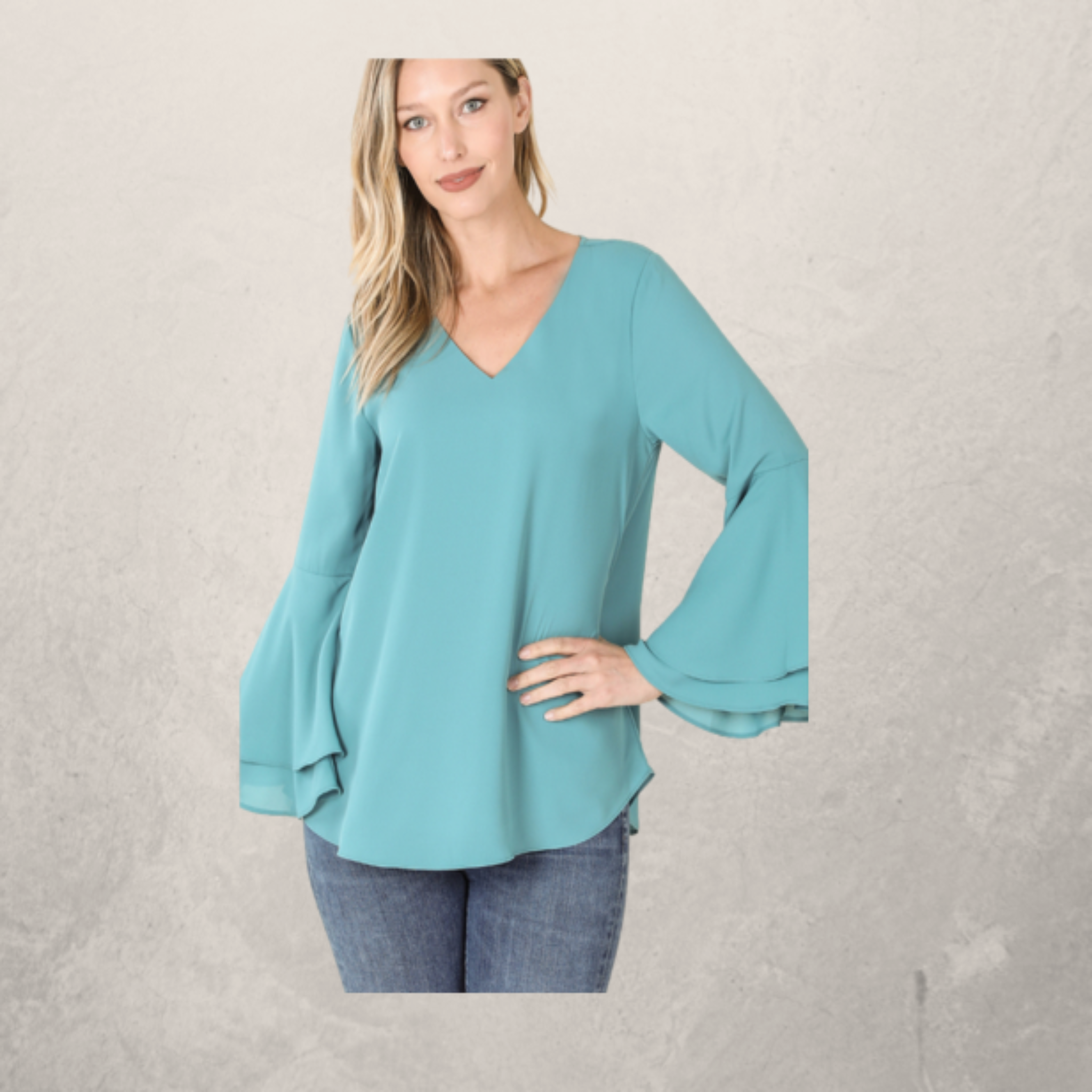 Double Layer Bell Sleeve Top