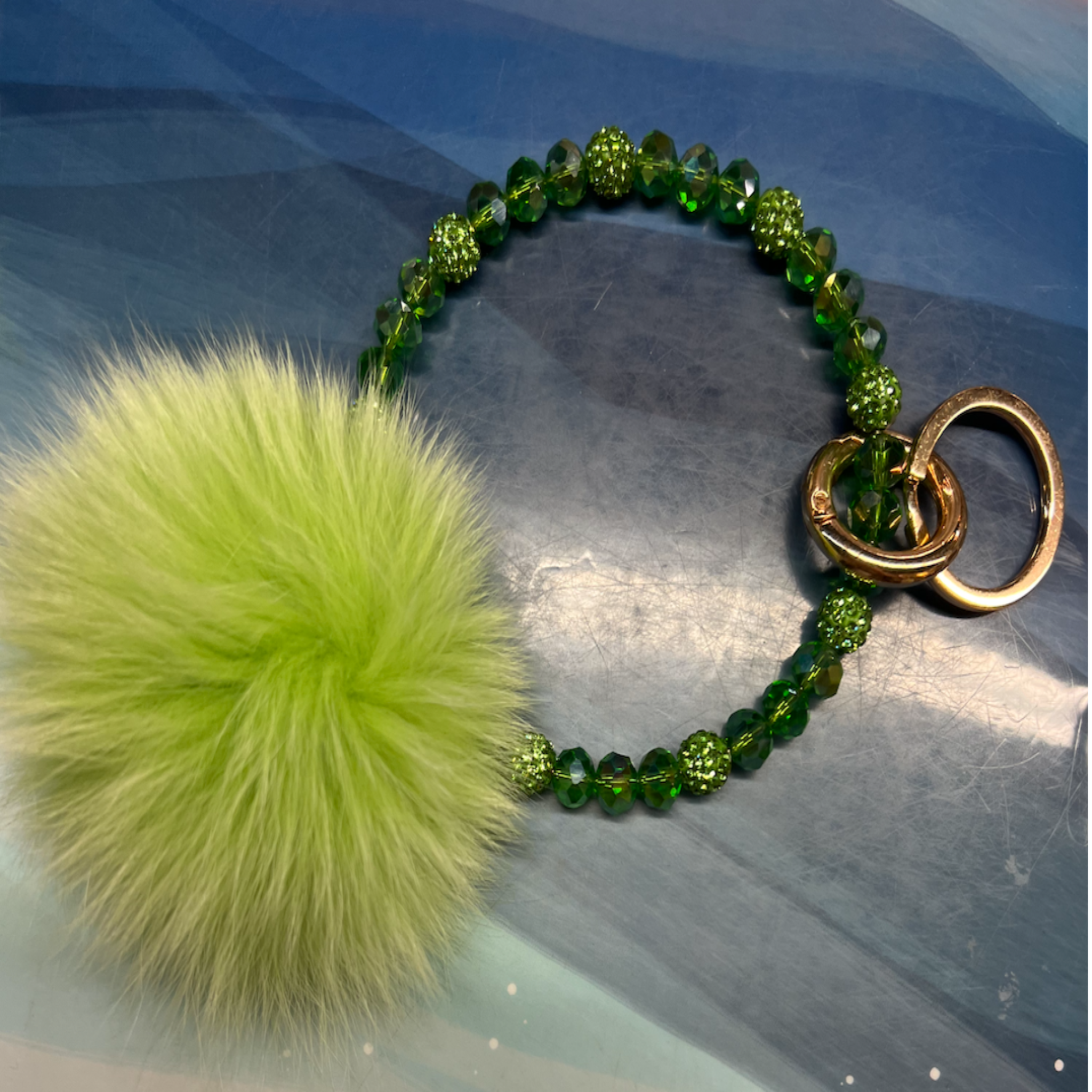 Sparkle Bracelet Keyring w/ Pom