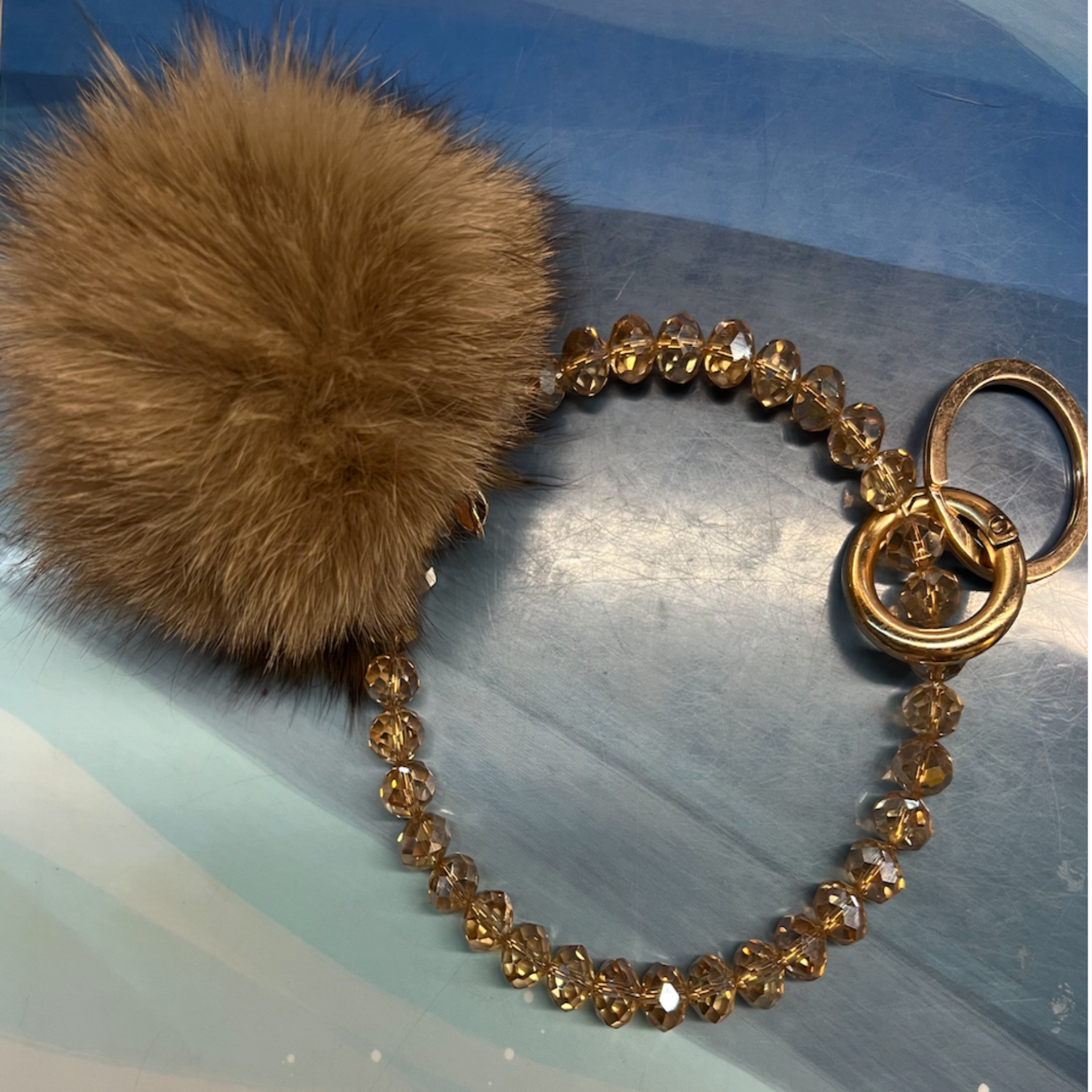 Sparkle Bracelet Keyring w/ Pom