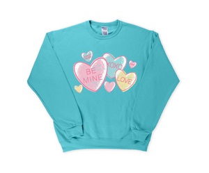 Candy Hearts Pullover Crew Neck Sweatshirt
