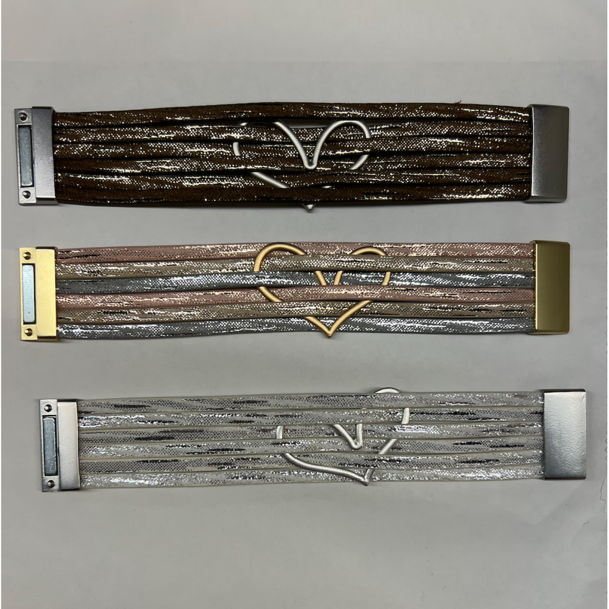 Magnetic Leather Bracelets w/Hearts
