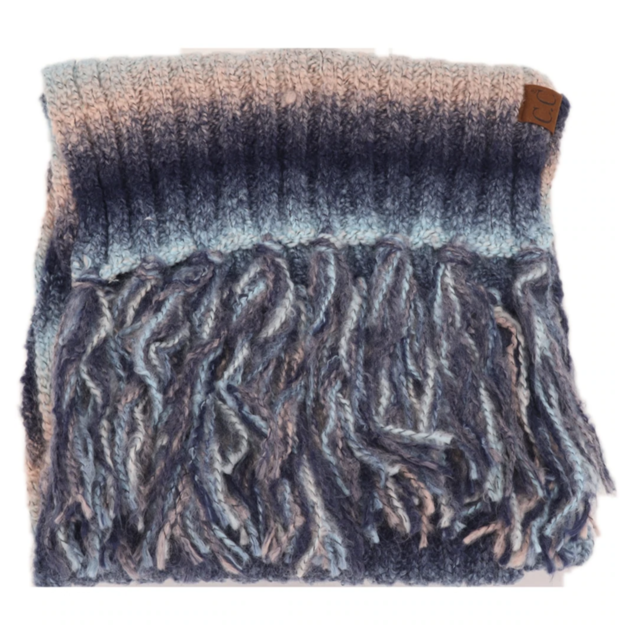 CC Scarf Ombre Knit Scarf with Fringe
