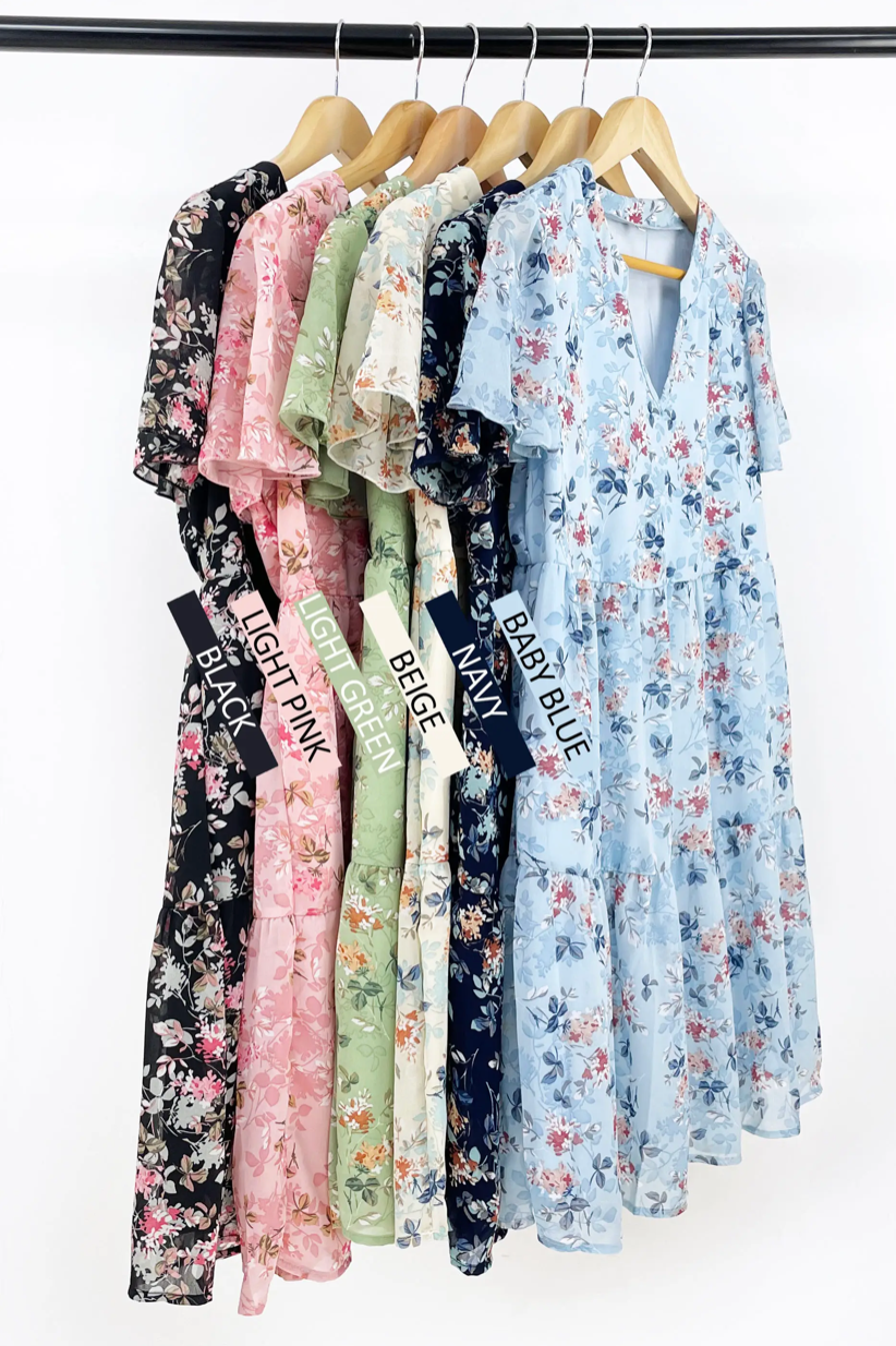 Floral Print High-waisted Woven Mini Dress