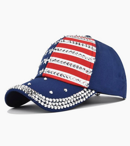 Red White & Blue Bling Caps Hats
