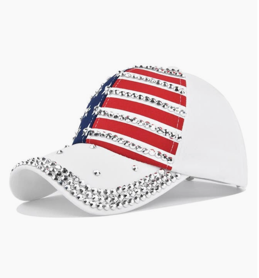 Red White & Blue Bling Caps Hats