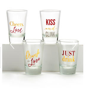 Shot Glasses w/Sentiment, Set of 4