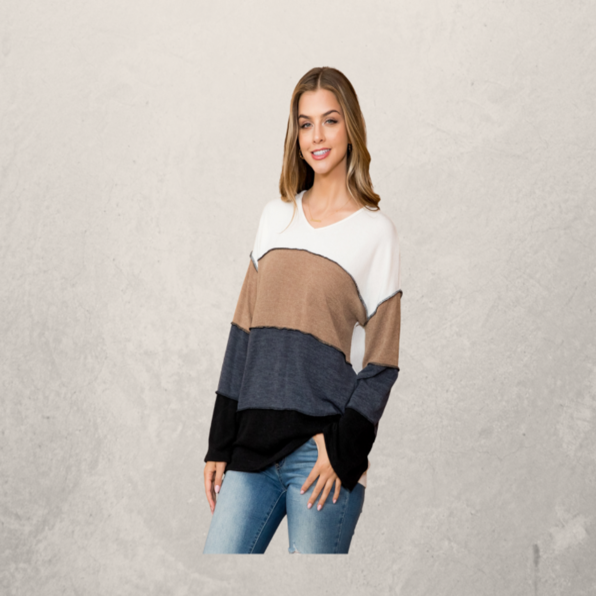 Reversed Coverstitch Color Block Top