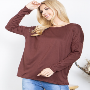 Long Sleeve Round Neck Solid Top