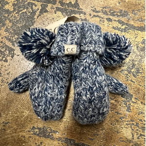 CC Kids Solid Pom Fuzzy Lined Mittens