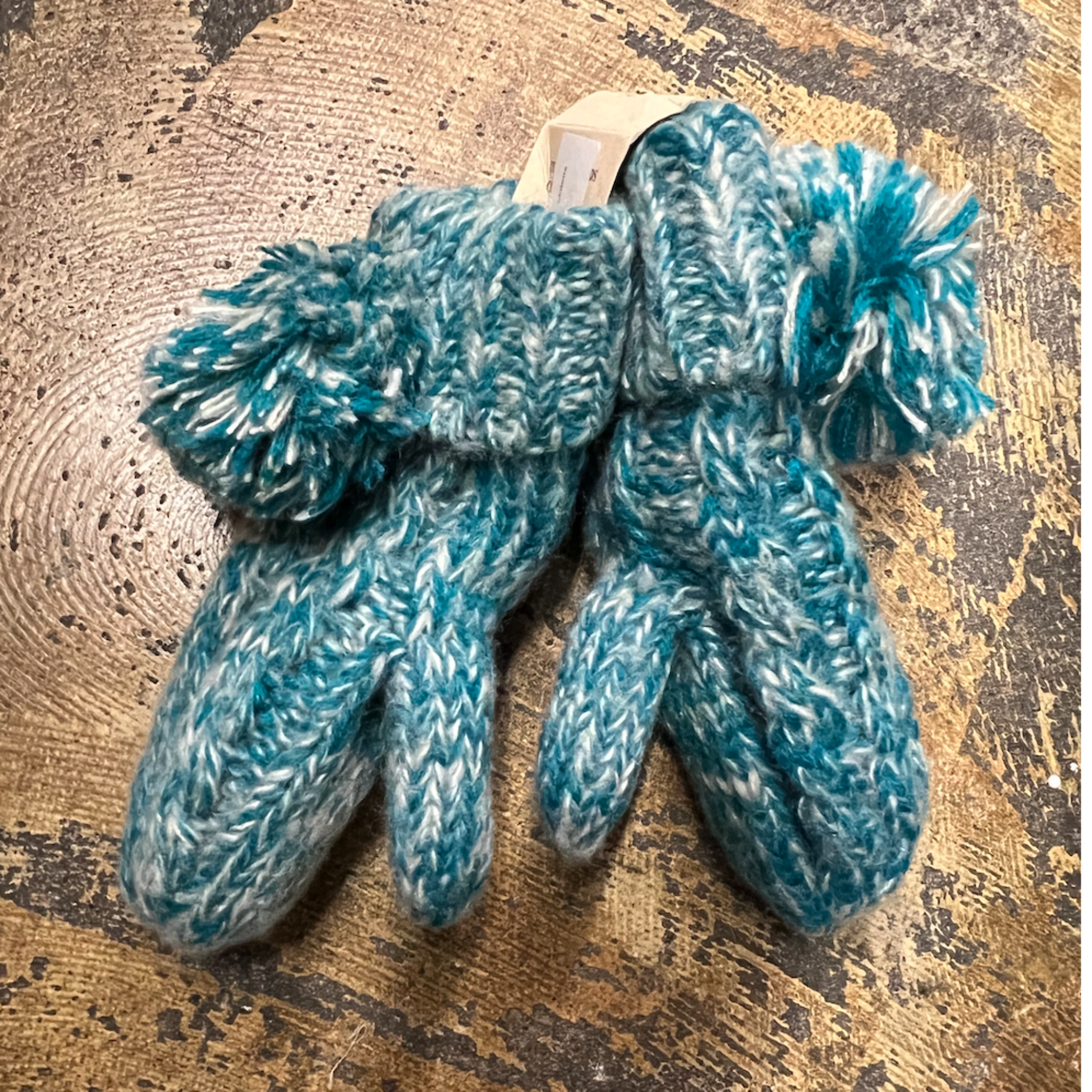 CC Kids Solid Pom Fuzzy Lined Mittens