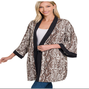 SNAKESKIN PRINT KIMONO CARDIGAN