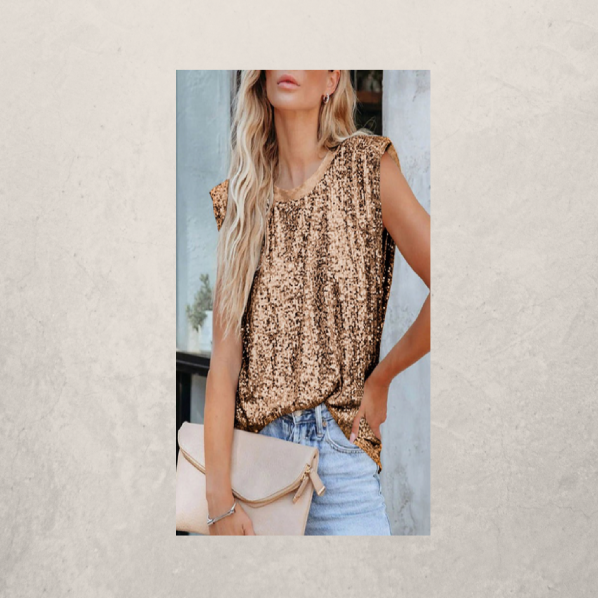 Sequin Round Neck Tank Top